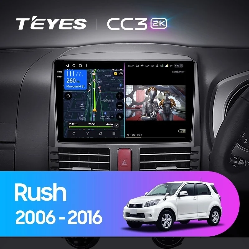 Штатная магнитола Teyes CC3 2K 4/64 Toyota Rush J200 (2006-2016) Правый руль