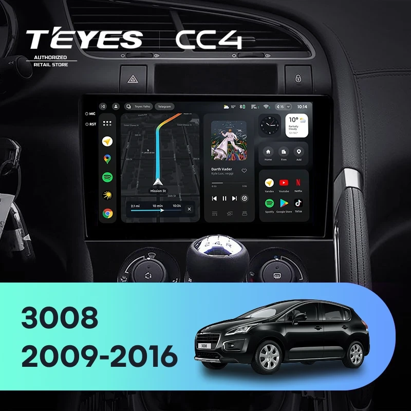 Штатная магнитола Teyes CC4 6/64 Peugeot 3008 1 (2009-2016) F2