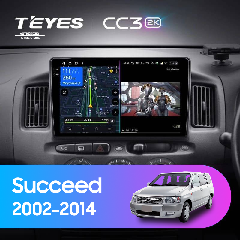 Штатная магнитола Teyes CC3 2K 4/64 Toyota Succeed (2002-2014) Правый руль
