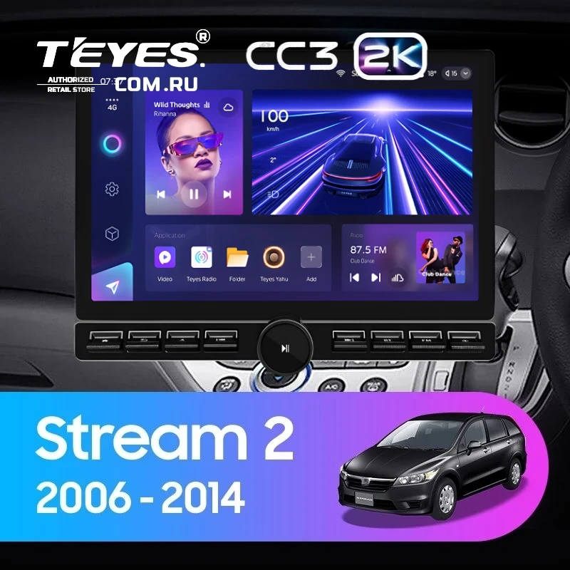 Штатная магнитола Teyes CC3 2K 6/128 Honda Stream 2 (2006-2014) Правый руль (13" с кнопками)