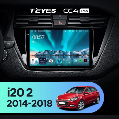Штатная магнитола Teyes CC4 Pro 12/256 Hyundai i20 2 GB (2014-2018) Правый руль