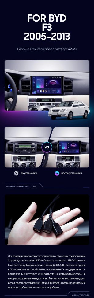 Штатная магнитола Teyes X1 4G 2/32 BYD F3 (2005-2013)