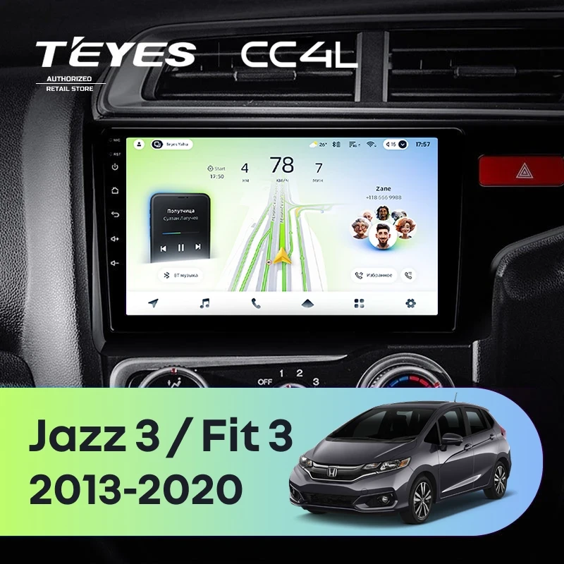Штатная магнитола Teyes CC4L 6/64 Honda Fit 3 GP GK (2013-2020) Тип-A Правый руль