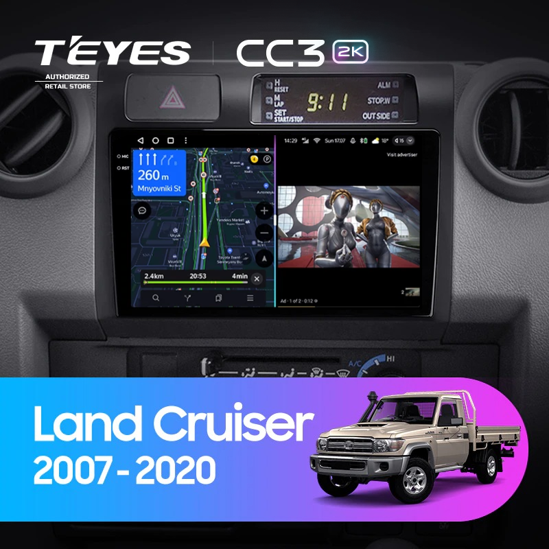 Штатная магнитола Teyes CC3 2K 4/64 Toyota Land Cruiser 70 Series LC 79 (2007-2020)