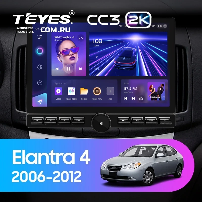 Штатная магнитола Teyes CC3 2K 6/128 Hyundai Elantra 4 HD (2006-2012) (13" с кнопками)