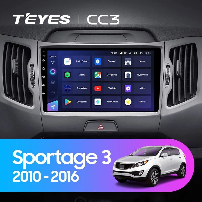 Штатная магнитола Teyes CC3 6/128 Kia Sportage 3 SL (2010-2016) Тип-A