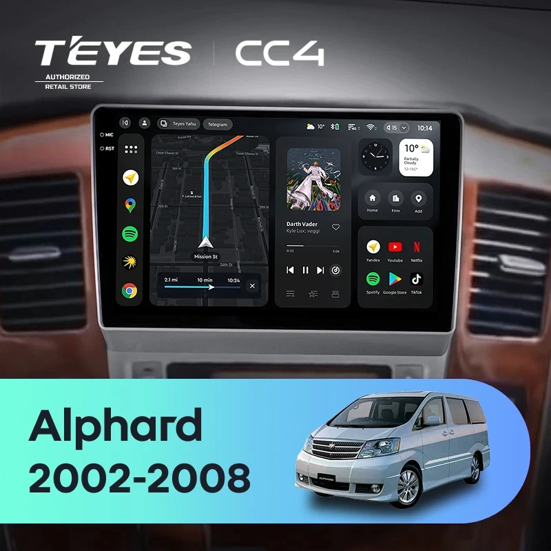 Штатная магнитола Teyes CC4 8/128 Toyota Alphard 1 H10 (2005-2008) F2