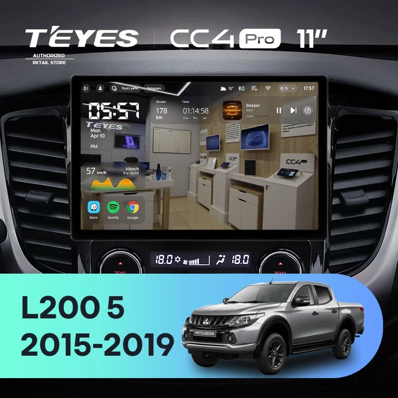 Штатная магнитола Teyes CC4 Pro 12/256 Mitsubishi L200 5 (2015-2019) кондиционер F1 (11")