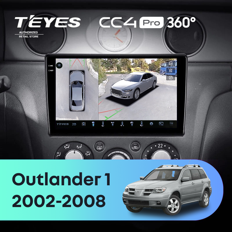 Штатная магнитола Teyes CC4 Pro 360 12/256 Mitsubishi Outlander 1 (2002-2008) F2