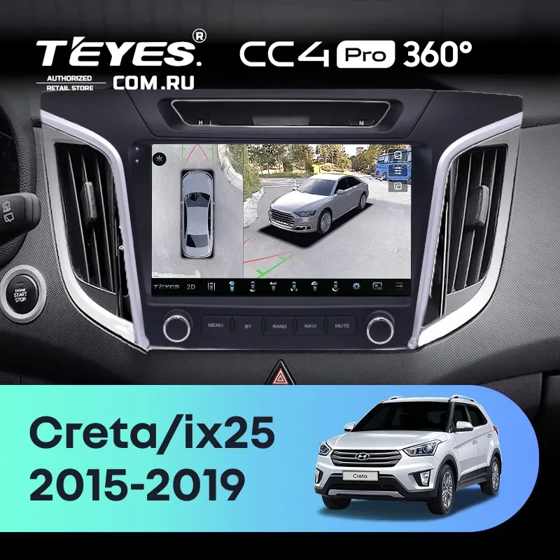 Штатная магнитола Teyes CC4 Pro 360 12/256 Hyundai Creta 1 (2015-2019) с кнопками
