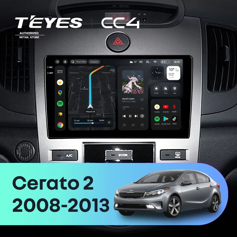 Штатная магнитола Teyes CC4 8/128 Kia Cerato 2 TD (2008-2013) F2