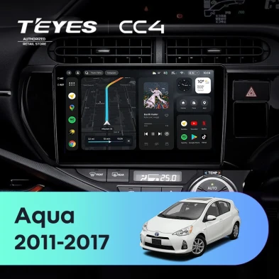 Штатная магнитола Teyes CC4 8/128 Toyota Aqua (2011-2017) правый руль
