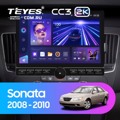 Штатная магнитола Teyes CC3 2K 6/128 Hyundai Sonata NF (2008-2010) F2 (13" с кнопками)