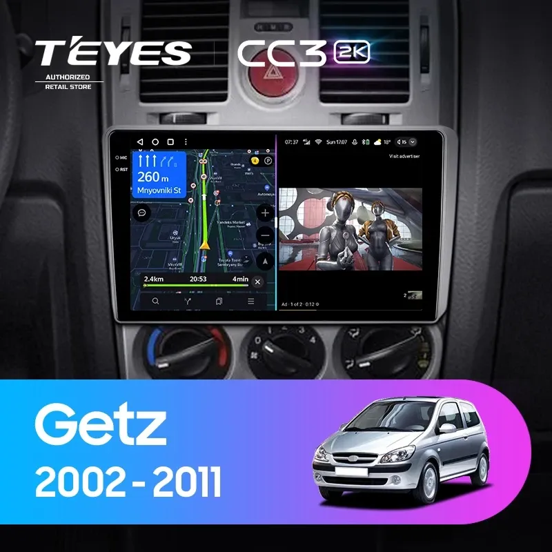 Штатная магнитола Teyes CC3 2K 4/64 Hyundai Getz (2002-2011) F2
