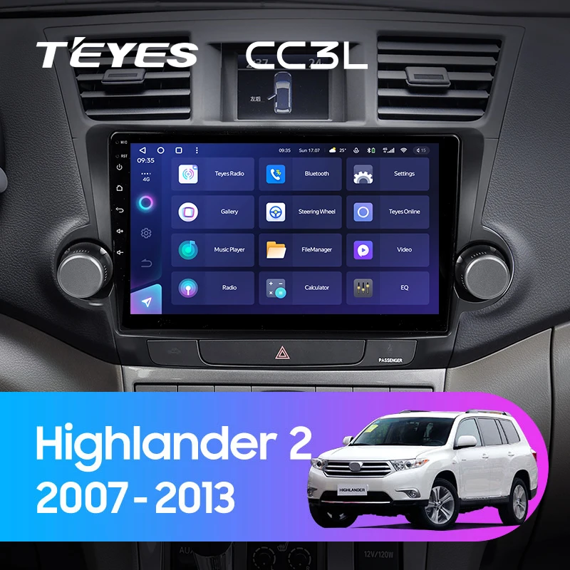 Штатная магнитола Teyes CC3L 4/64 Toyota Highlander 2 XU40 (2007-2013) F1 10"