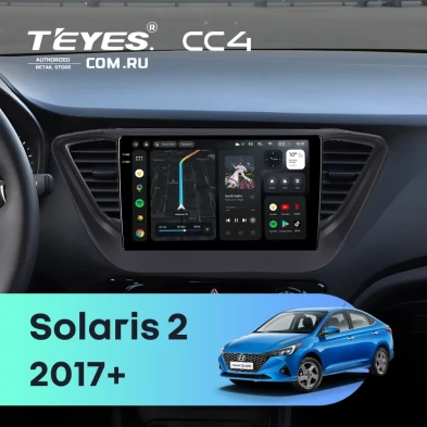 Штатная магнитола Teyes CC4 8/128 Hyundai Solaris 2 (2017-2020) F2 (черный матовый) Тип-A