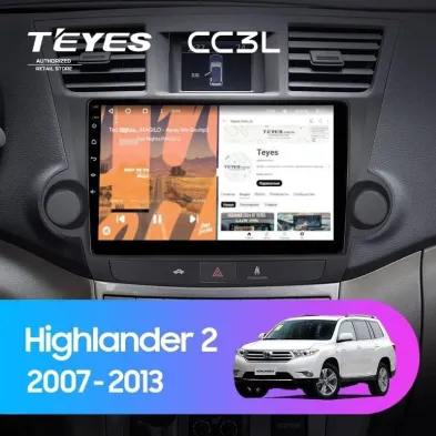 Штатная магнитола Teyes CC3L 4/64 Toyota Highlander 2 XU40 (2007-2013) F2 10"