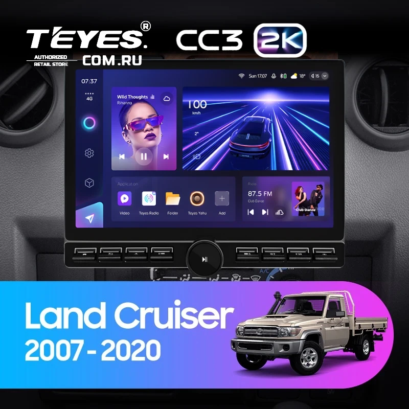 Штатная магнитола Teyes CC3 2K 6/128 Toyota Land Cruiser 70 Series LC 79 (2007-2020) (13" с кнопками) (Дерево)