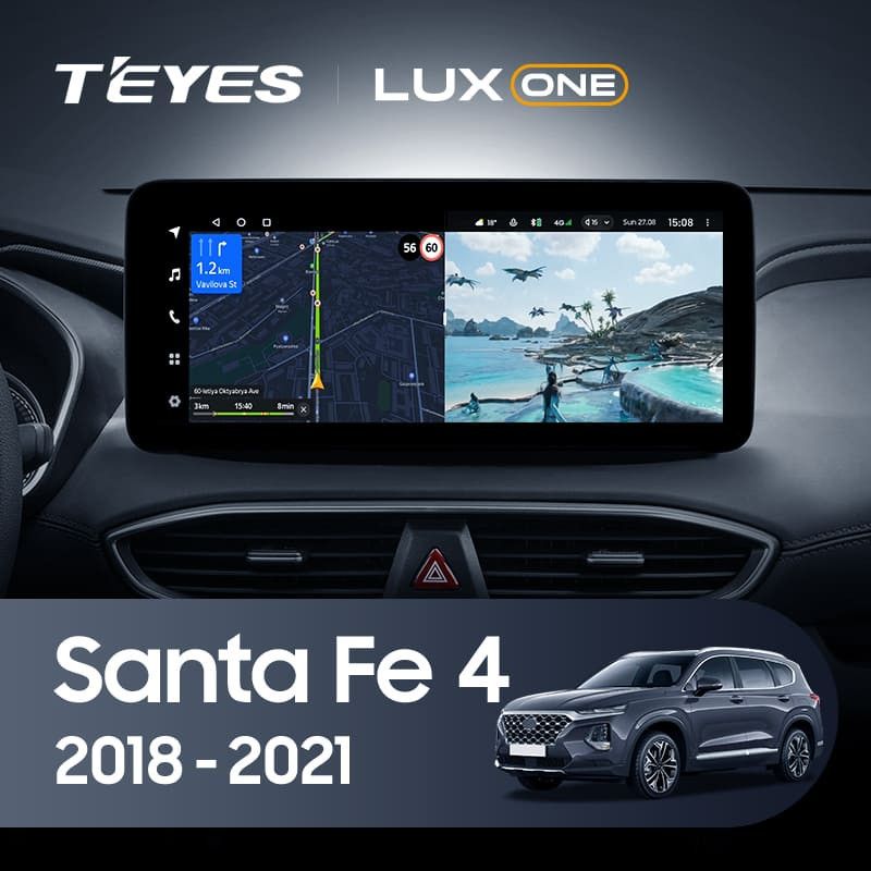Штатная магнитола Teyes LUX ONE 6/128 Hyundai Santa Fe 4 (2018-2021)