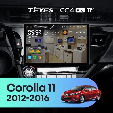 Штатная магнитола Teyes CC4 Pro 12/256 Toyota Corolla (2012-2016) Тип-A (11")