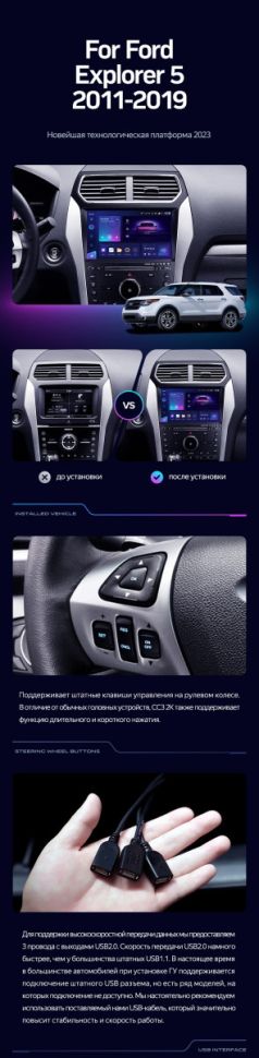 Штатная магнитола Teyes CC3 2K 4/32 Ford Explorer 5 (2011-2019) Тип-A