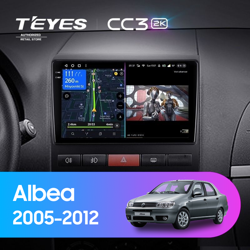 Штатная магнитола Teyes CC3 2K 4/32 Fiat Albea (2005-2012)