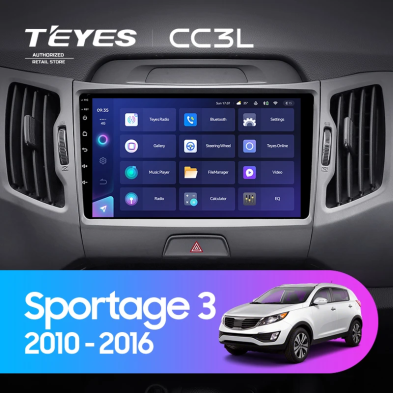Штатная магнитола Teyes CC3L 4/64 Kia Sportage 3 SL (2010-2016) Тип-C