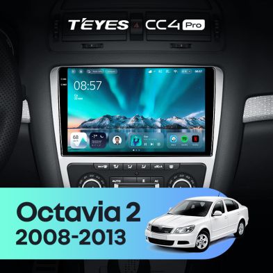 Штатная магнитола Teyes CC4 Pro 8/128 Skoda Octavia 2 A5 (2008-2013) Серая