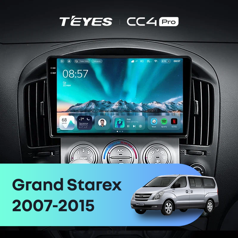 Штатная магнитола Teyes CC4 Pro 8/128 Hyundai Grand Starex (2007-2015) F1
