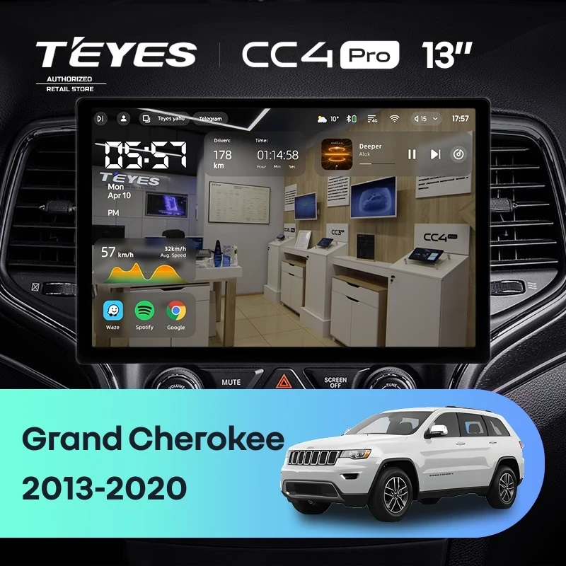 Штатная магнитола Teyes CC4 Pro 12/256 Jeep Grand Cherokee WK2 (2013-2020) F1 (13")