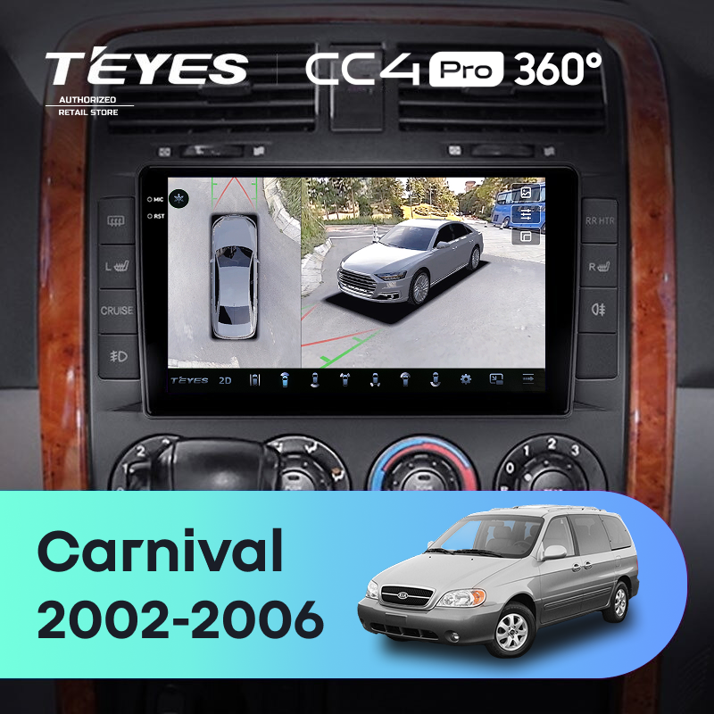 Штатная магнитола Teyes CC4 Pro 360 8/128 Kia Carnival UP GQ (2002-2006)