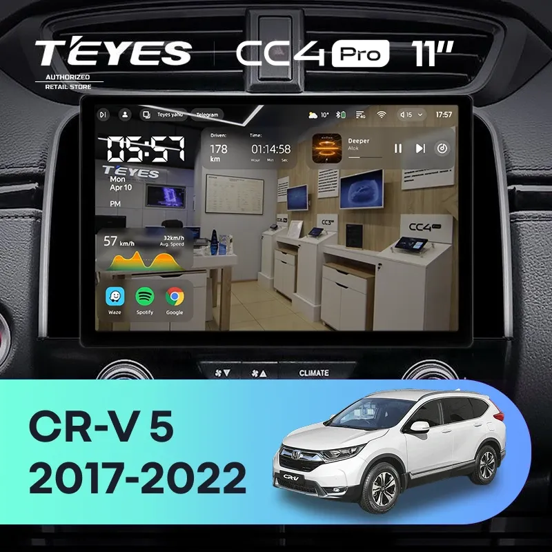 Штатная магнитола Teyes CC4 Pro 12/256 Honda CR-V 5 RT RW (2017-2022) (11")