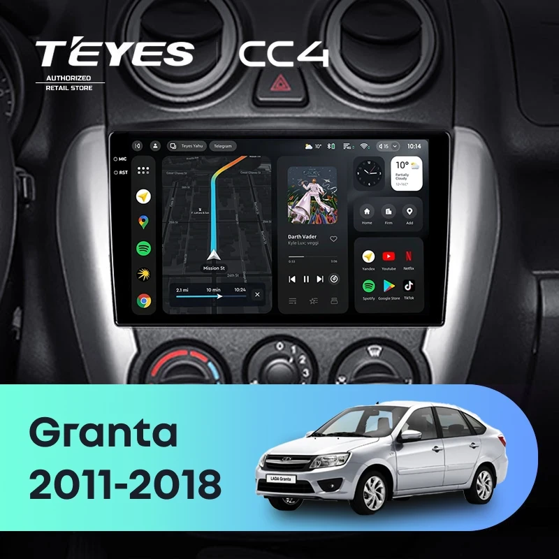 Штатная магнитола Teyes CC4 8/128 Lada Granta Sport (2011-2018) Тип-B