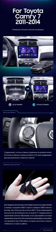 Штатная магнитола Teyes CC3 4/32 Toyota Camry 7 XV 50 55 (2011-2014) F4