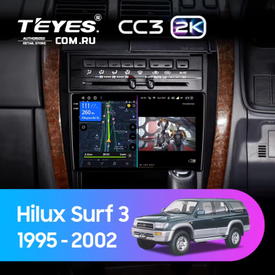 Штатная магнитола Teyes CC3 2K 4/64 Toyota Hilux Surf 3 N180 (1995-2002 ) Правый руль