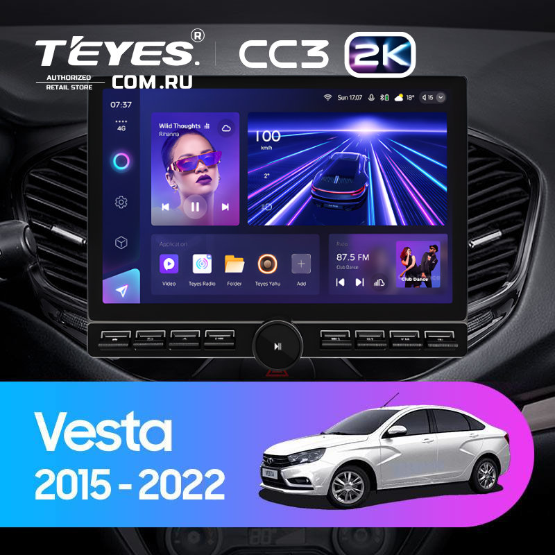 Штатная магнитола Teyes CC3 2K 6/128 Lada Vesta Cross Sport (2015-2022) F1 (13&quot; с кнопками)