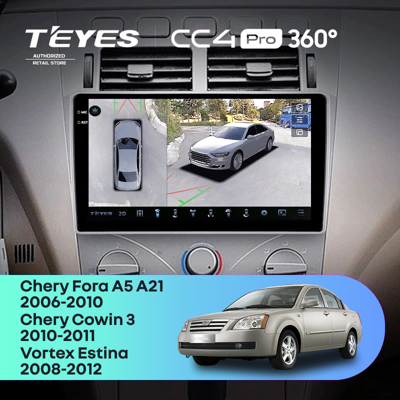Штатная магнитола Teyes CC4 Pro 360 8/128 Chery Fora A5 A21 (2006-2010)
