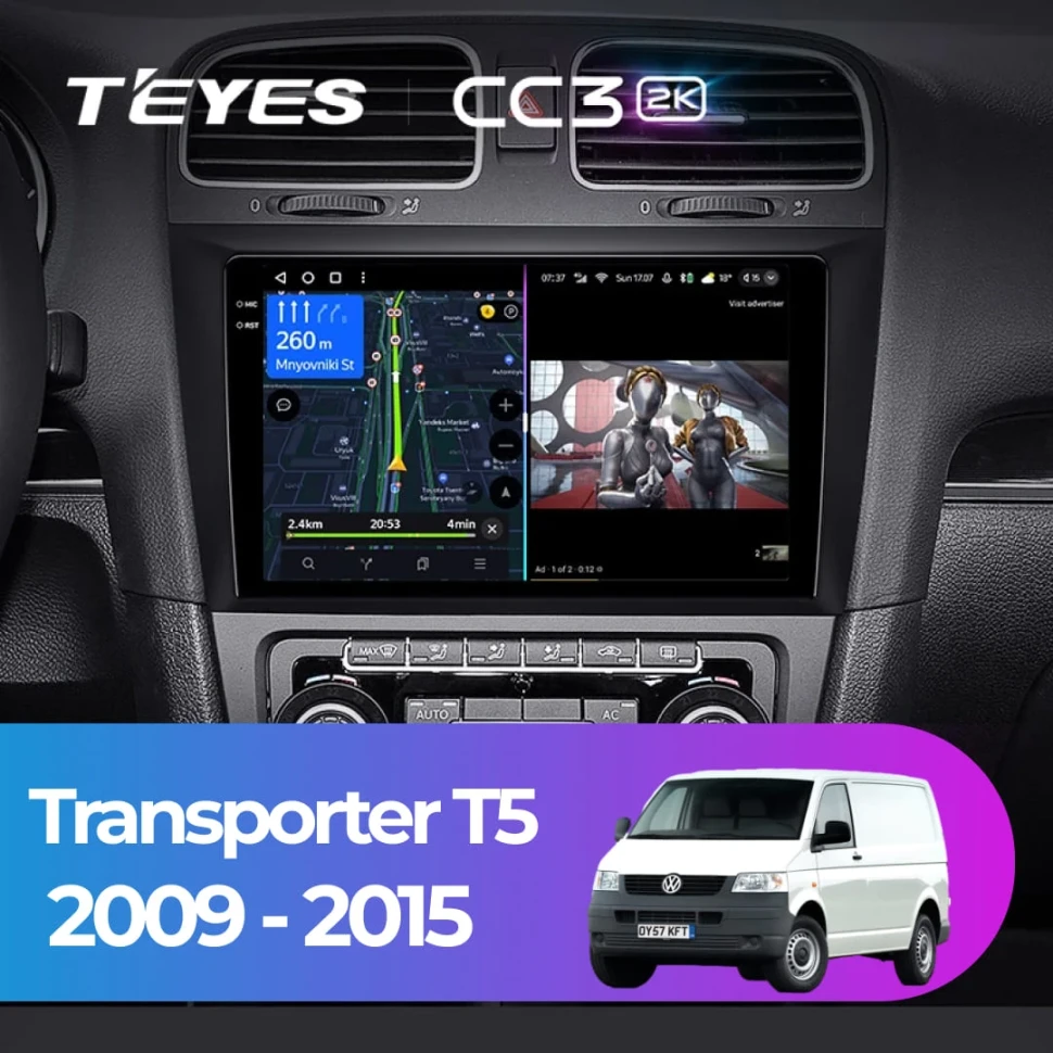 Штатная магнитола Teyes CC3 2K 4/64 Volkswagen Transporter (T5) (2009-2015)