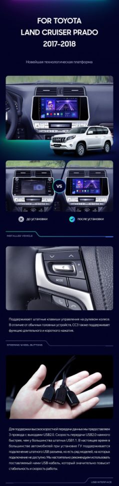 Штатная магнитола Teyes CC3 2K 360 6/128 Toyota Land Cruiser Prado 150 (2017-2021)