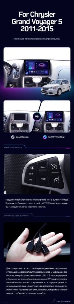 Штатная магнитола Teyes CC3 4/32 Chrysler Grand Voyager 5 (2011-2015)