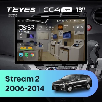 Штатная магнитола Teyes CC4 Pro 8/128 Honda Stream 2 (2006-2014) Правый руль (13")