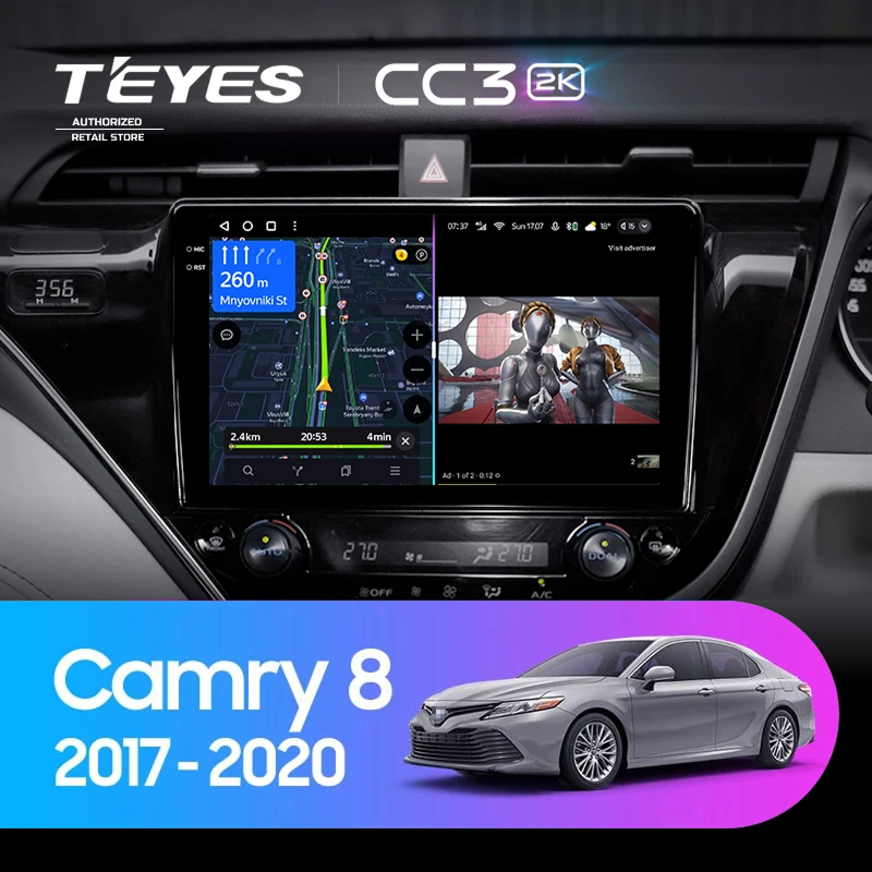 Штатная магнитола Teyes CC3 2K 360 6/128 Toyota Camry 8 XV 70 (2017-2020) Правый руль
