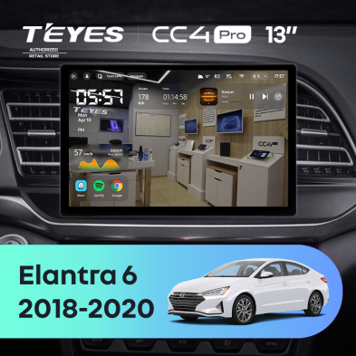 Штатная магнитола Teyes CC4 Pro 12/256 Hyundai Elantra 6 (2018-2020) Тип-B (13")