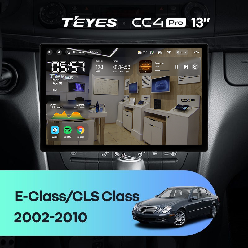 Штатная магнитола Teyes CC4 Pro 8/128 Mercedes-Benz E-Class S211 W211 CLS-Class C219 (2002-2010) (13")