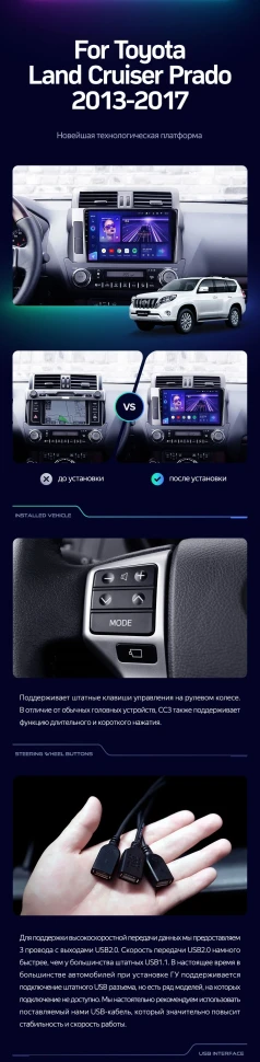 Штатная магнитола Teyes CC3L 4/32 Toyota Land Cruiser Prado 150 (2013-2017)