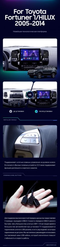 Штатная магнитола Teyes CC3 4/32 Toyota Fortuner (2008-2014) F1