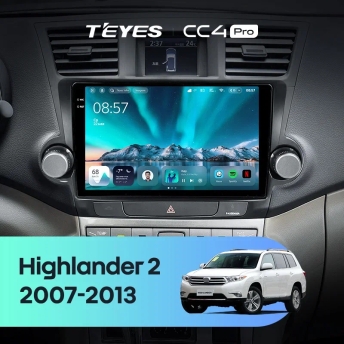 Штатная магнитола Teyes CC4 Pro 12/256 Toyota Highlander 2 XU40 (2007-2013) F3 9"