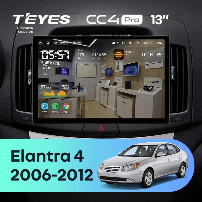 Штатная магнитола Teyes CC4 Pro 8/128 Hyundai Elantra 4 HD (2006-2012) (13")