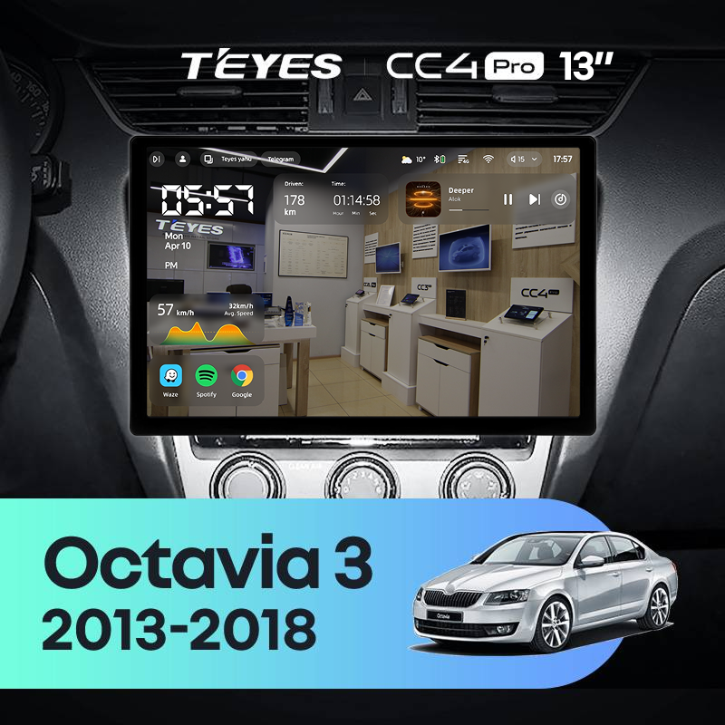 Штатная магнитола Teyes CC4 Pro 8/128 Skoda Octavia 3 A7 (2013-2018) Тип-A (13")