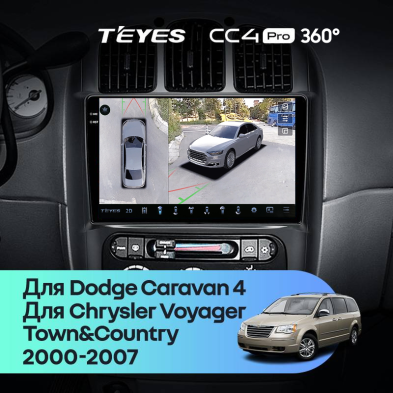 Штатная магнитола Teyes CC4 Pro 360 8/128 Chrysler Town & Country 4 RS (2000-2007) Тип-A